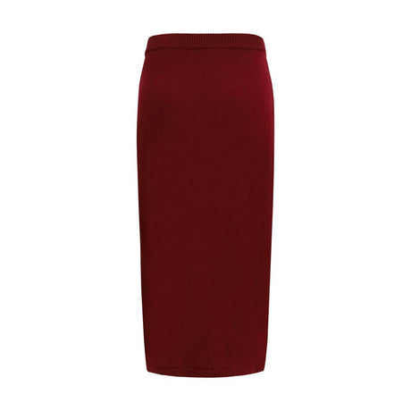 Alessandra Rich Bordeaux Wool Oves Aries Midi Skirt