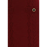 Alessandra Rich Bordeaux Wool Oves Aries Midi Skirt