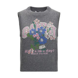 Ganni Gray Wool Oves Aries Sleeveles Sweater