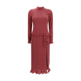 Alessandra Rich Bordeaux Silk Casual Dress