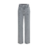 Ganni Gray Cotton Straight-Leg Jeans