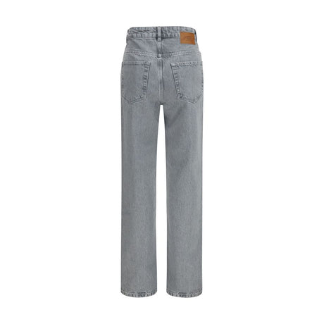 Ganni Gray Cotton Straight-Leg Jeans