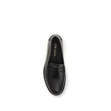 Prada Black Calf Leather Bos Taurus Slip-On Loafers