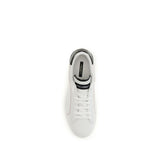 Dolce & Gabbana White Calf Leather Bos Taurus Low Top Sneakers