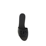 Dolce & Gabbana Black Calf Leather Bos Taurus Flat Sandals