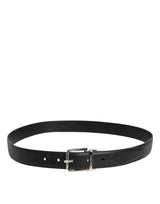 Dolce & Gabbana Black Calf Leather Classic Silver Buckle Belt