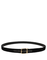 Dolce & Gabbana Men Black Velvet Gold Tone Metal Buckle Belt