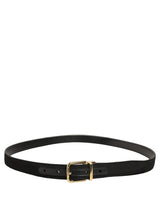 Dolce & Gabbana Black Canvas Leather Gold Metal Buckle Belt