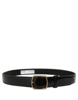 Dolce & Gabbana Black Patent Leather Gold Metal Buckle Belt