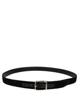 Dolce & Gabbana Black Velvet Silver Tone Metal Buckle Belt
