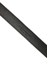 Dolce & Gabbana Black Classic Leather Silver Tone Buckle Belt