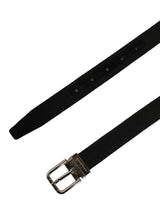 Dolce & Gabbana Black Classic Leather Silver Tone Buckle Belt