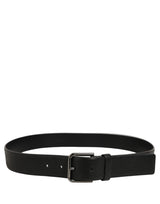 Dolce & Gabbana Black Calf Leather Classic Silver Buckle Belt