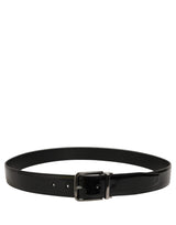 Dolce & Gabbana Black Patent Leather Silver Metal Buckle Belt