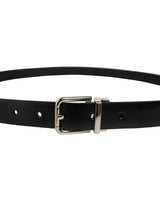Dolce & Gabbana Black Leather Silver Tone Metal Buckle Belt