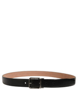 Dolce & Gabbana Black Calf Leather Silver Metal Buckle Belt