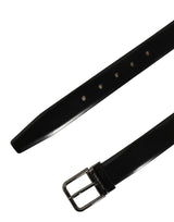 Dolce & Gabbana Black Calf Leather Silver Metal Buckle Belt