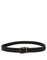 Dolce & Gabbana Men Black Calf Leather Gold Metal Buckle Belt