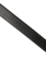 Dolce & Gabbana Men Black Calf Leather Gold Metal Buckle Belt