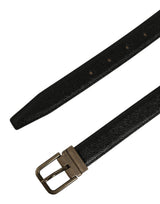 Dolce & Gabbana Men Black Calf Leather Gold Metal Buckle Belt