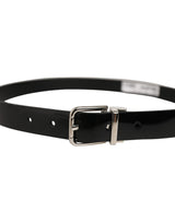Dolce & Gabbana Black Classic Leather Silver Tone Buckle Belt
