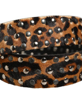 Dolce & Gabbana Brown Leopard Calf Hair Studs Metal Buckle Belt