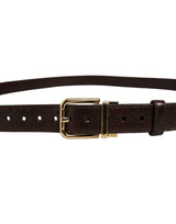 Dolce & Gabbana Men Brown Leather Gold Tone Metal Buckle Belt