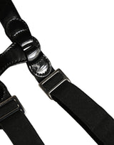Dolce & Gabbana Black Adjustable Silver Metal Clips Suspenders
