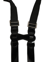Dolce & Gabbana Black Adjustable Silver Metal Clips Suspenders