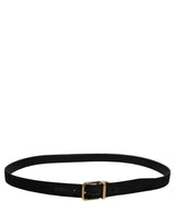 Dolce & Gabbana Black Canvas Leather Gold Metal Buckle Belt