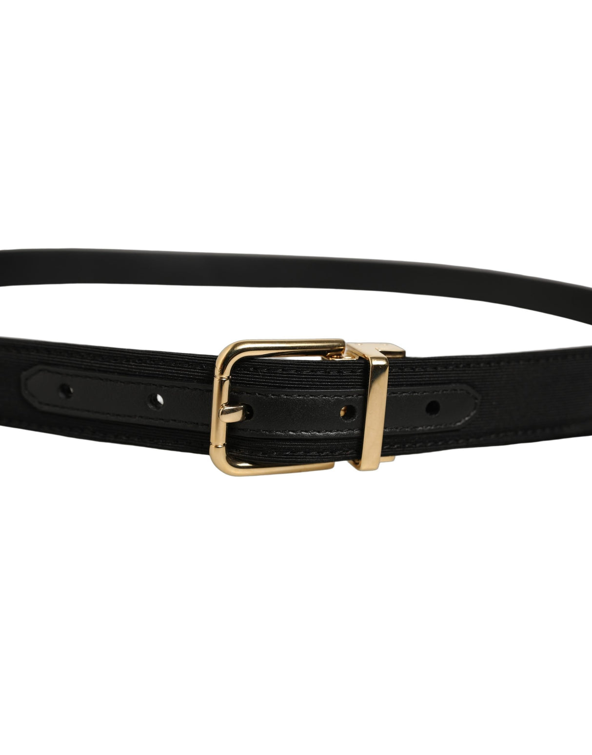 Dolce & Gabbana Black Canvas Leather Gold Metal Buckle Belt