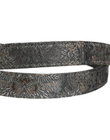 Dolce & Gabbana Silver Black Floral Jacquard Metal Buckle Belt