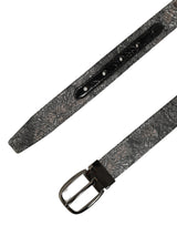 Dolce & Gabbana Silver Black Floral Jacquard Metal Buckle Belt