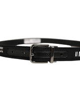 Dolce & Gabbana Black Fabric Leather Barcode Silver Buckle Belt