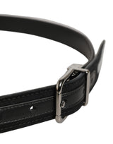 Dolce & Gabbana Black Fabric Leather Barcode Silver Buckle Belt