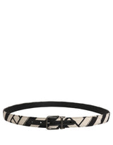Dolce & Gabbana Black Ivory Silver Tone Metal Buckle Belt