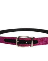 Dolce & Gabbana Men Fuchsia Glitter Silver Metal Buckle Belt