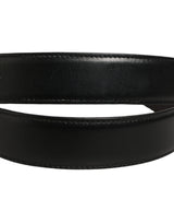 Dolce & Gabbana Black Classic Leather Silver Tone Buckle Belt