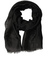 Dolce & Gabbana Black DG Logo Fringed Edge Lace Stole Scarf