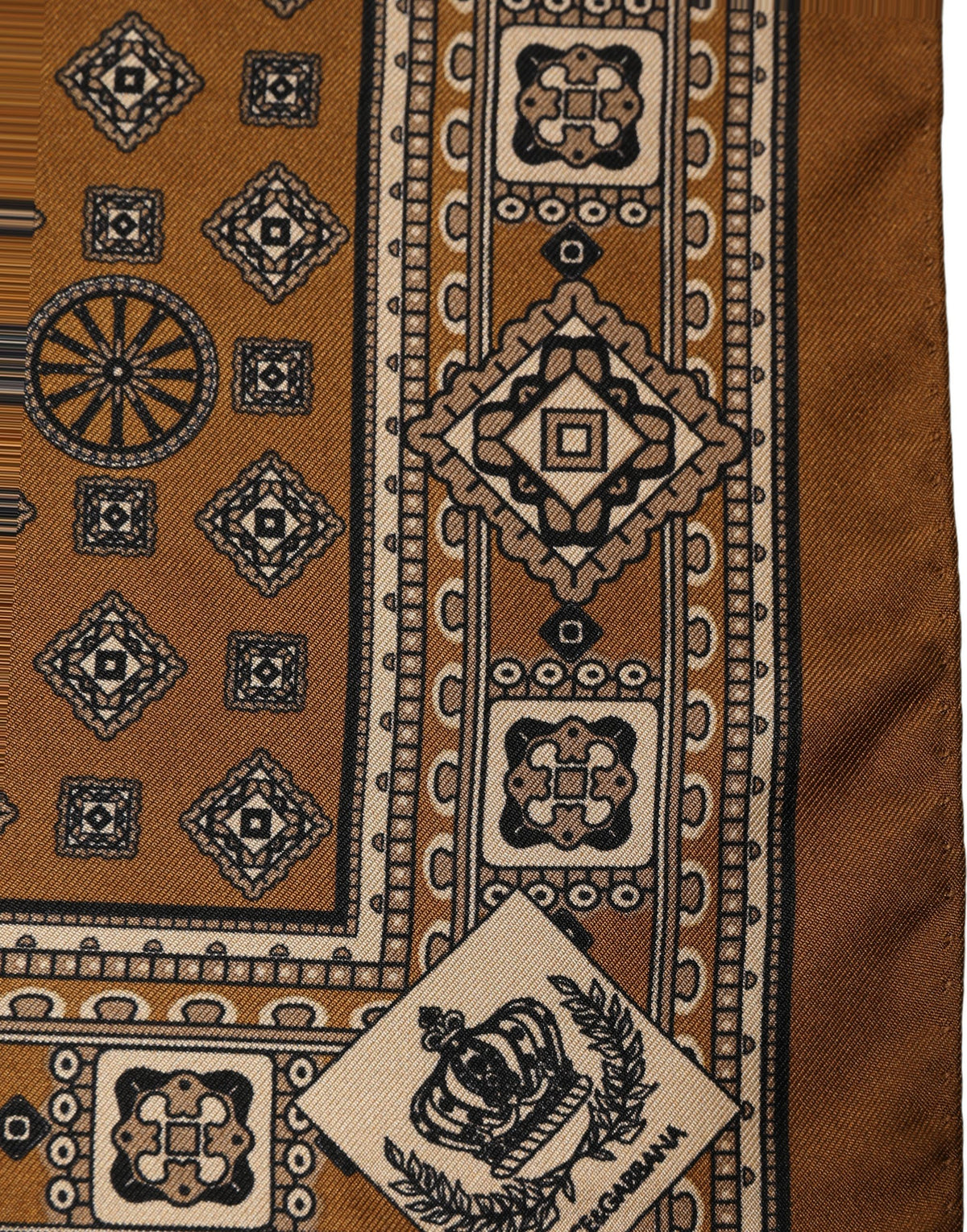 Dolce & Gabbana Brown Geometric Pocket Square Foulard Scarf