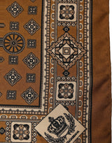 Dolce & Gabbana Brown Geometric Pocket Square Foulard Scarf