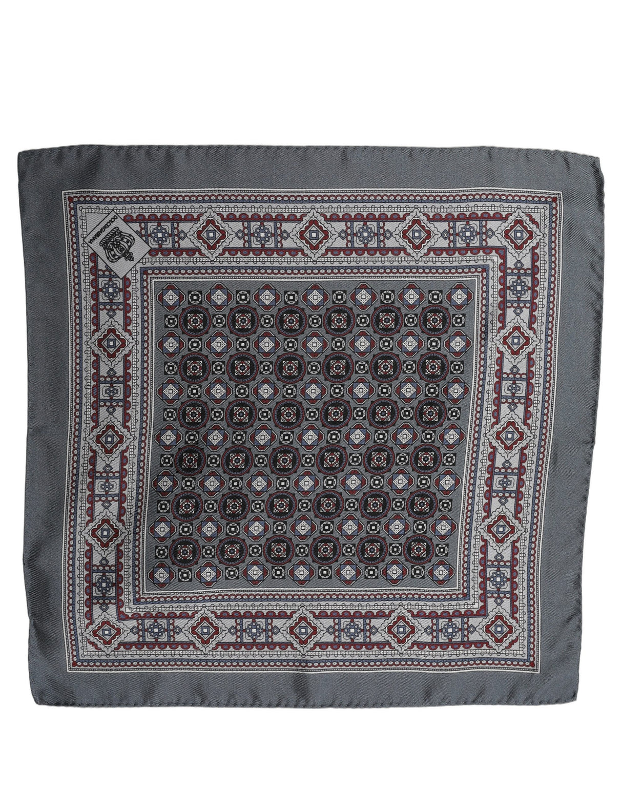 Dolce & Gabbana Gray Geometric Pocket Square Foulard Scarf