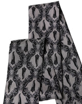 Dolce & Gabbana Gray Baroque Silk Fringed Skinny Foulard Scarf
