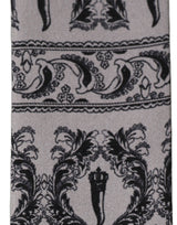 Dolce & Gabbana Gray Baroque Silk Fringed Skinny Foulard Scarf
