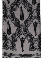 Dolce & Gabbana Gray Baroque Silk Fringed Skinny Foulard Scarf