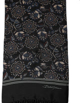 Dolce & Gabbana Black Silk Floral Paisley Fringed Shawl Scarf