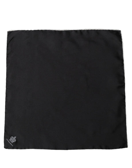 Dolce & Gabbana Men Black Silk Pocket Square Foulard Scarf