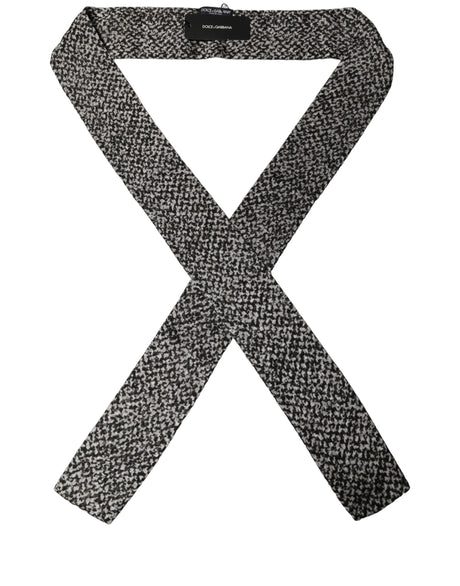 Dolce & Gabbana Black White Herringbone Tweed Shawl Scarf