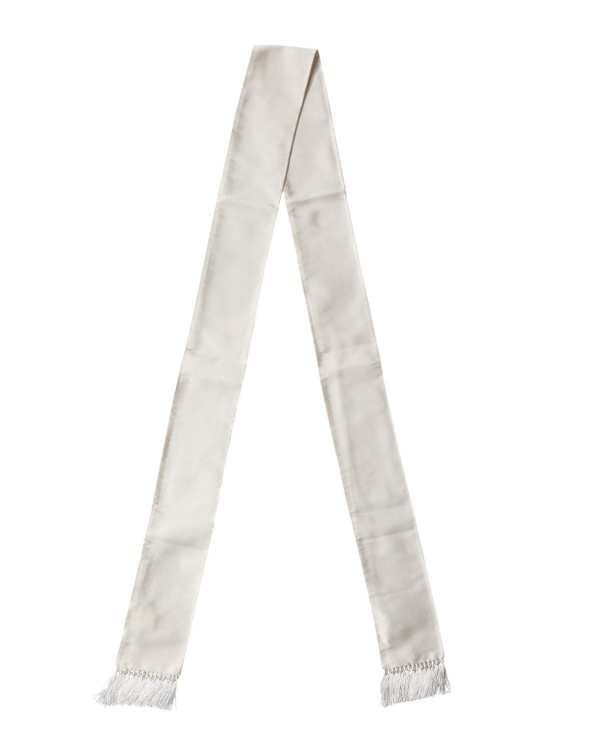 Dolce & Gabbana Men White Satin Silk Fringed Lace Stole Scarf
