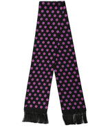 Dolce & Gabbana Men Black Purple Polka Dot Fringed Lace Stole Scarf